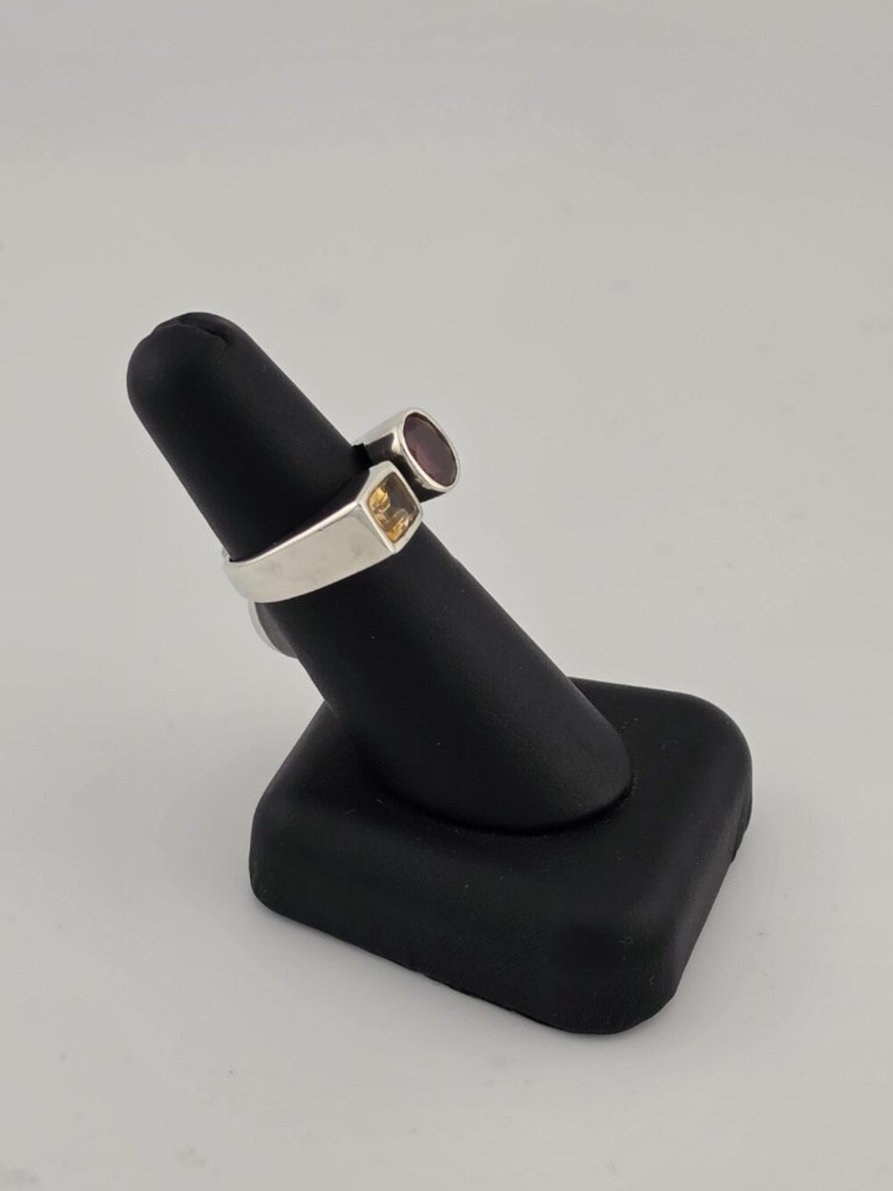 Sterling Silver 925 Statement Ring – Yellow and Brown Gemstone Duo - Picture 2 of 7